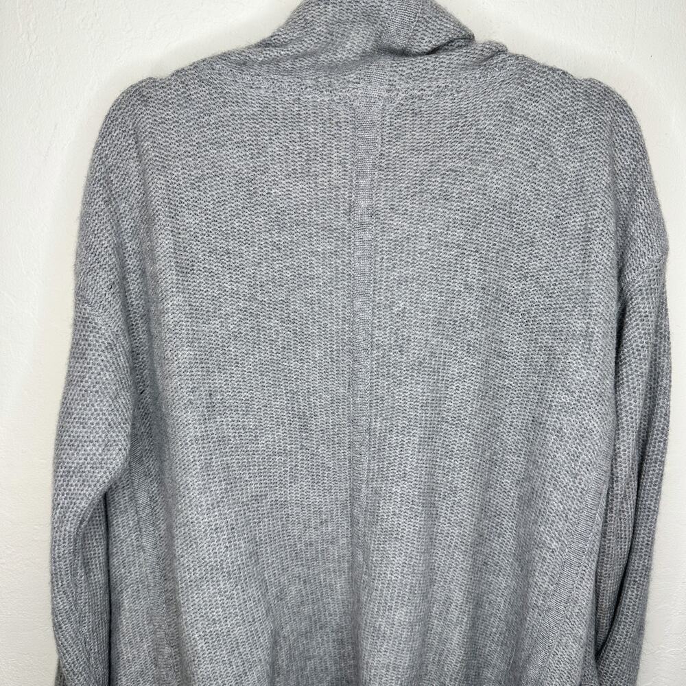 360 Cashmere Grey Draped Wrap Tie Front Moto Waterfall Cardigan Sweater Small - Picture 10 of 15